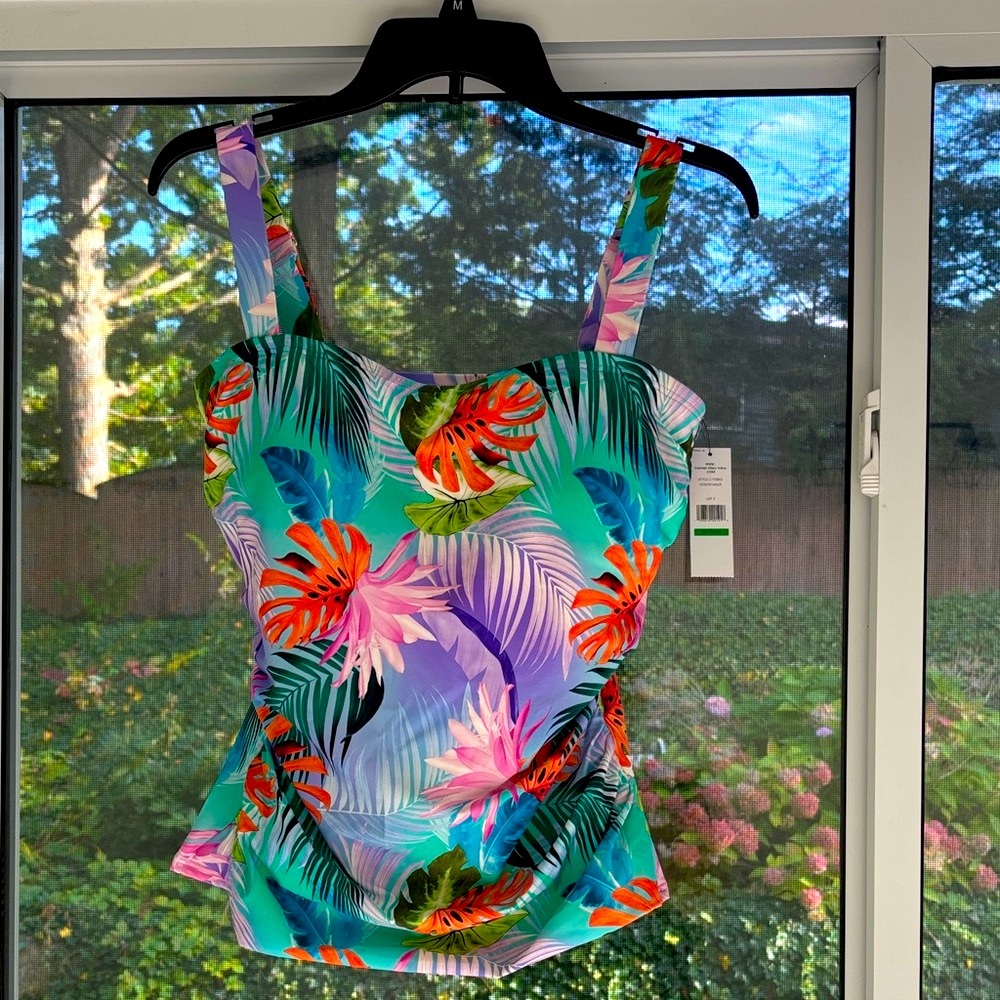 Carmen Marc Valvo Vibrant Tropical Tankini top